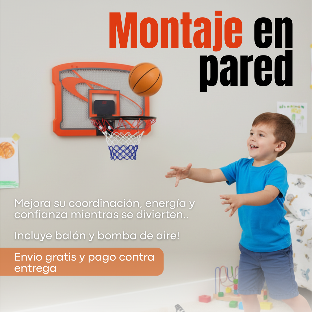 Mini aro de baloncesto para niños, interior/exterior (Incluye balón e inflador)