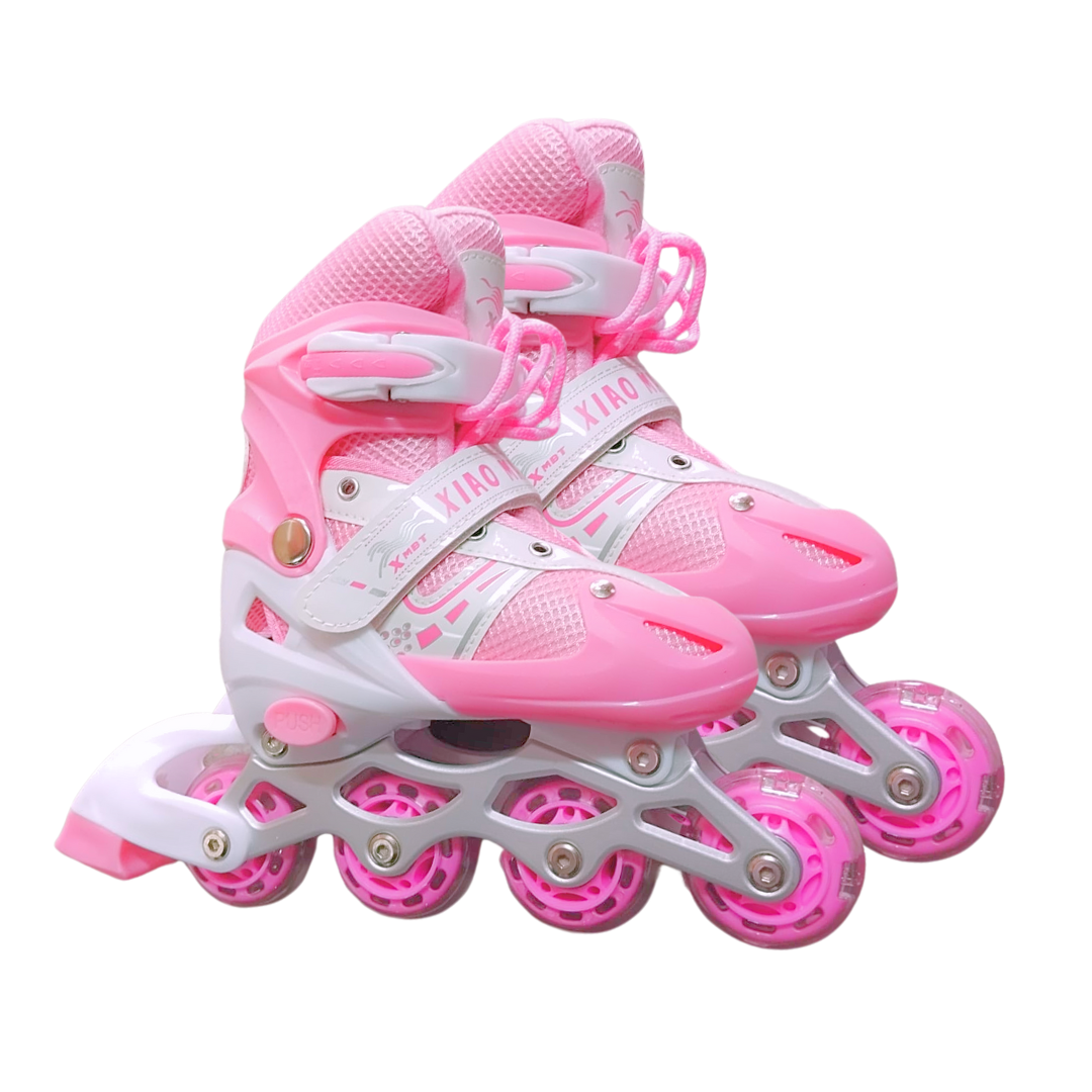 Patines Ajustables Rosa Con Bolso Y Protecciones