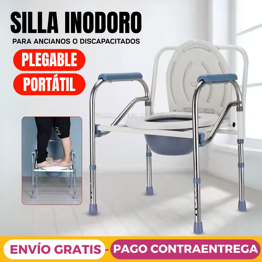 Silla Inodoro Plegable con Posa Manos