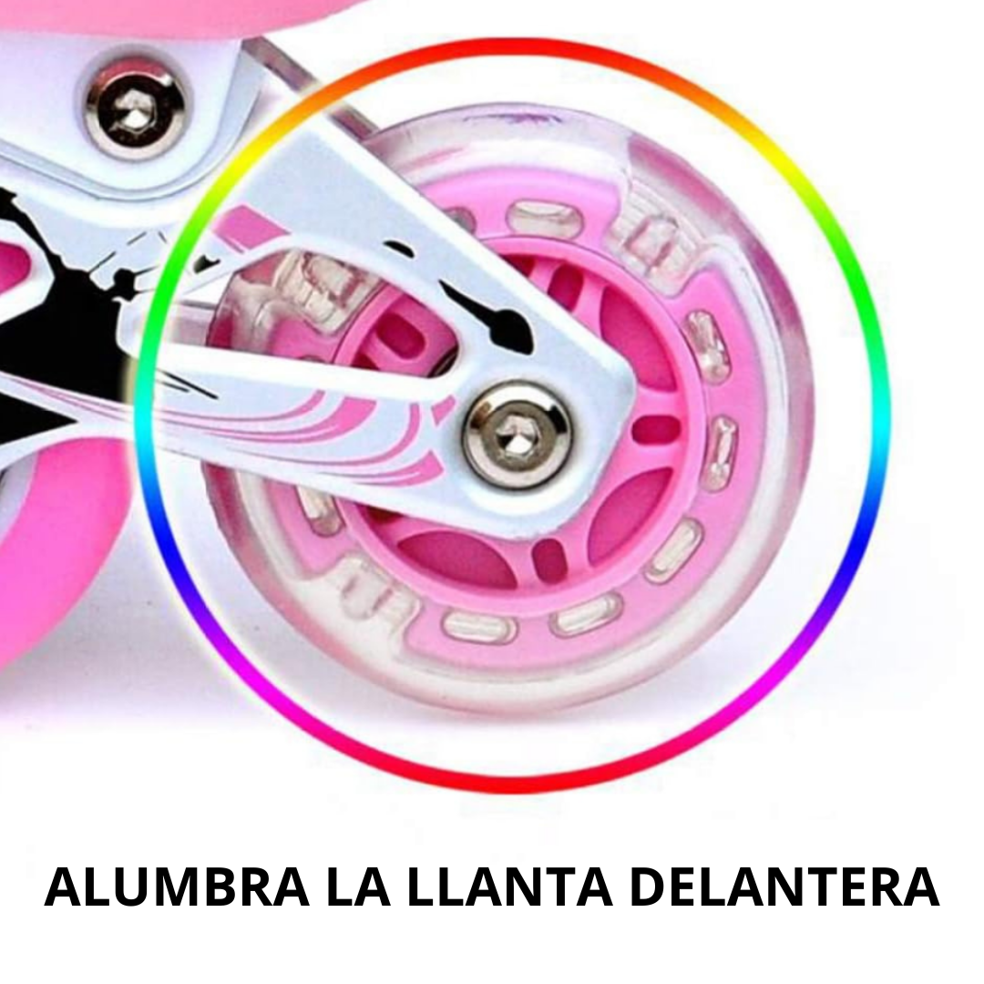Patines Ajustables Rosa Con Bolso Y Protecciones