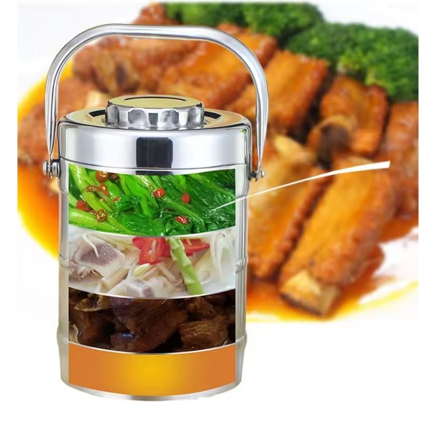 Caja de Almuerzo Grande de Acero Inoxidable 3 Niveles LMT0100