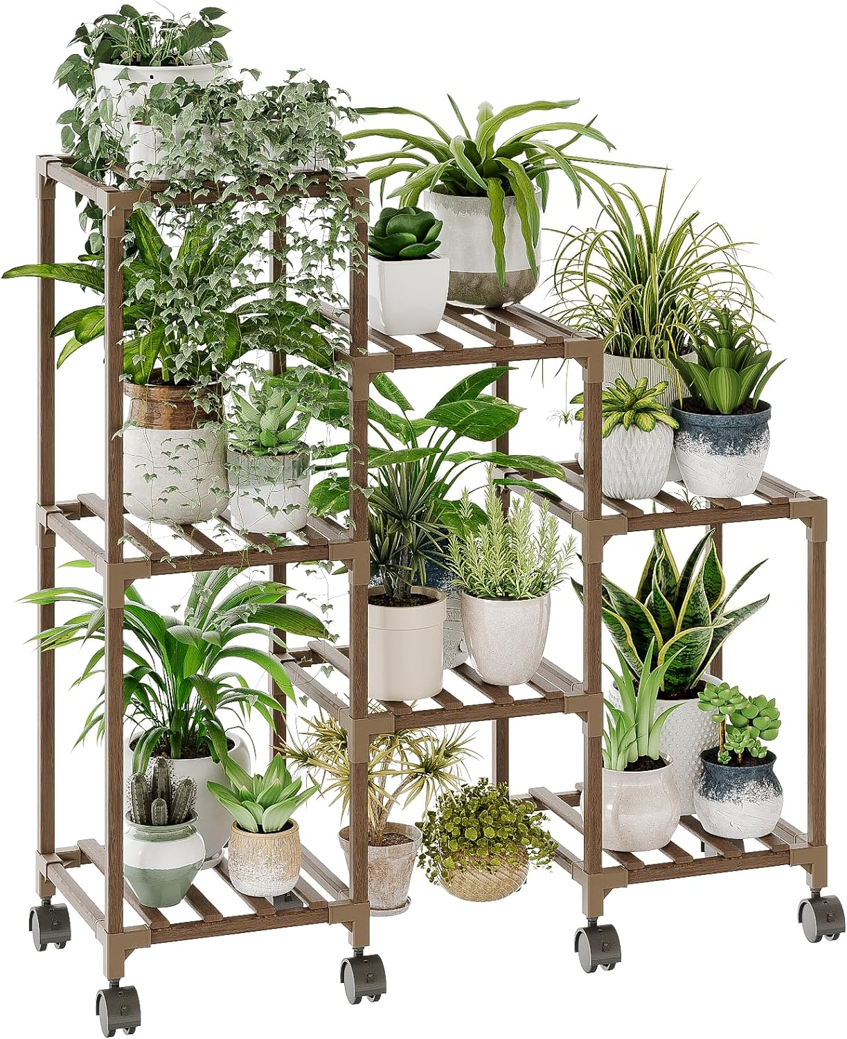 Base Para Plantas Soporte De Madera Con 7 Posiciones