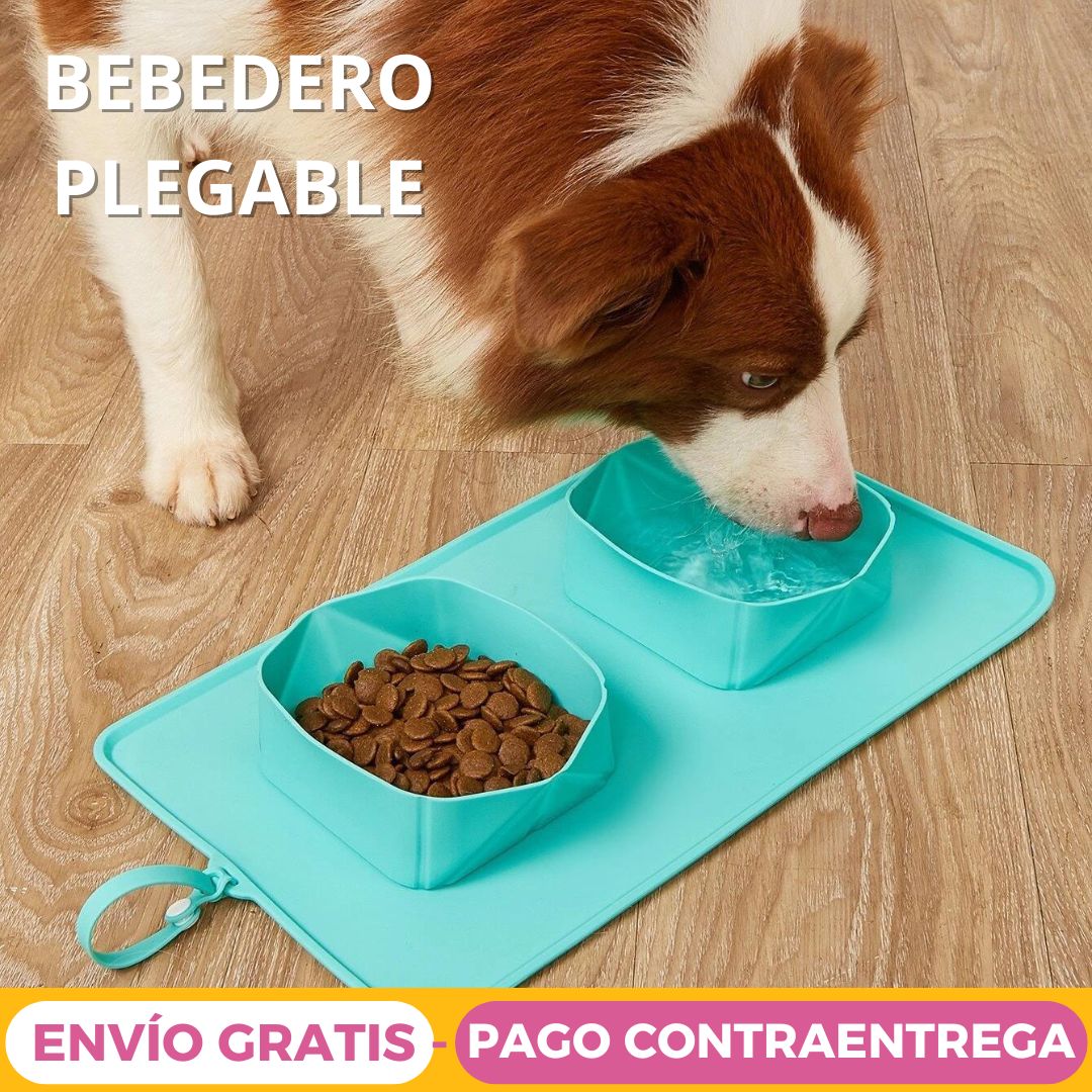 Bebedero Comedero Para Mascotas Plegable Portatil