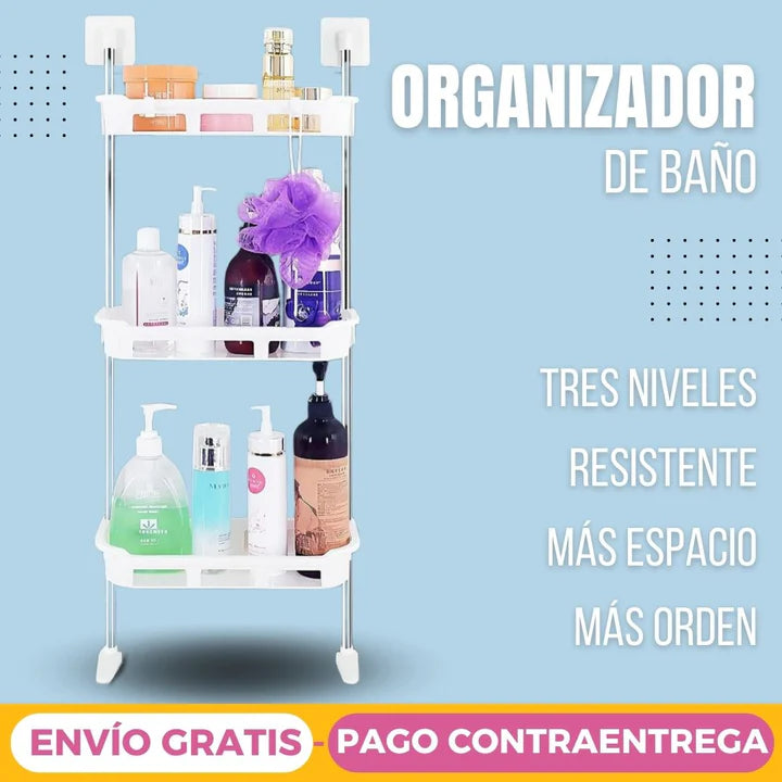 Organizador De Baño Estanterías 3 Espacios Color Blanco