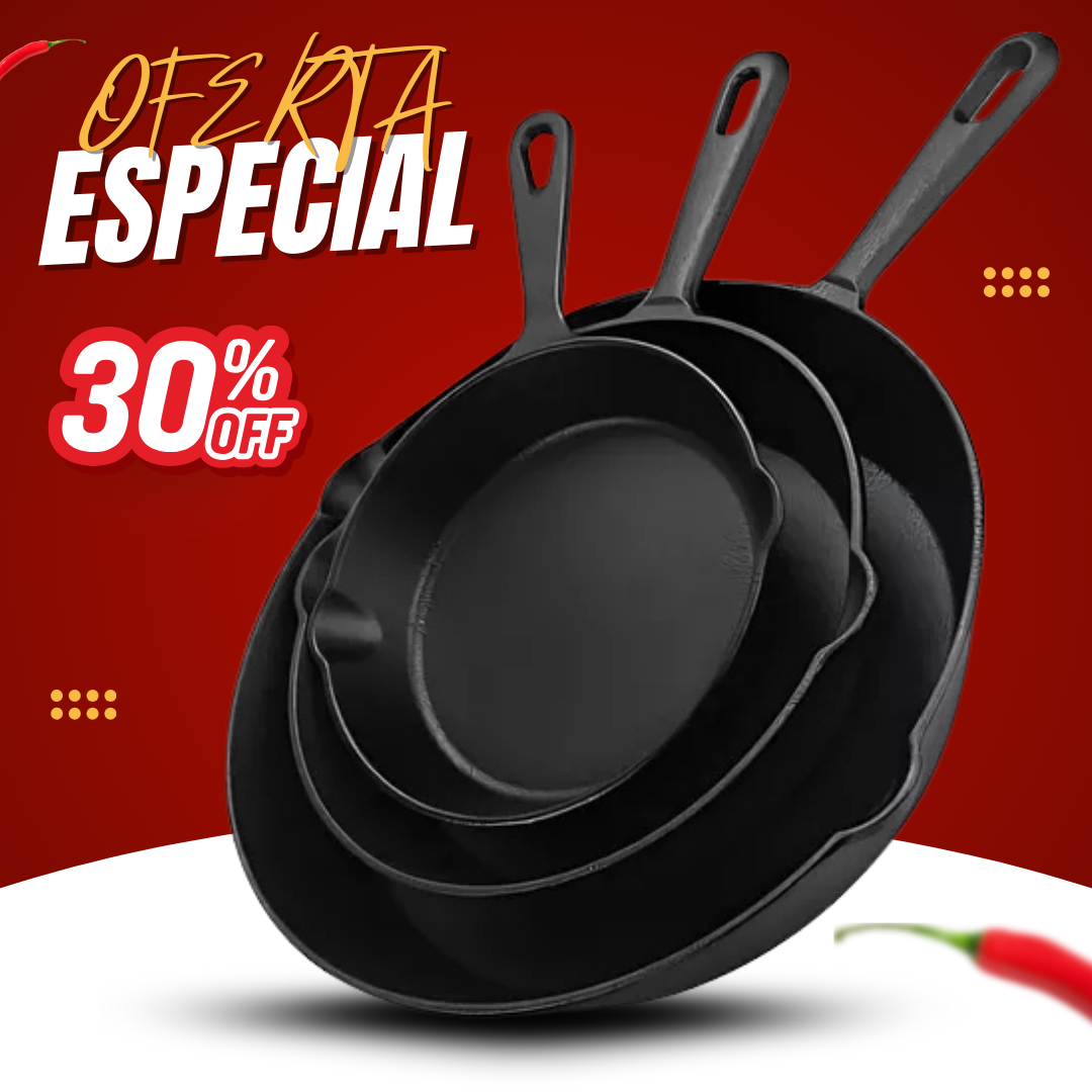 Juego De Sartenes, Hierro Fundido, X 3 Piezasᵀ