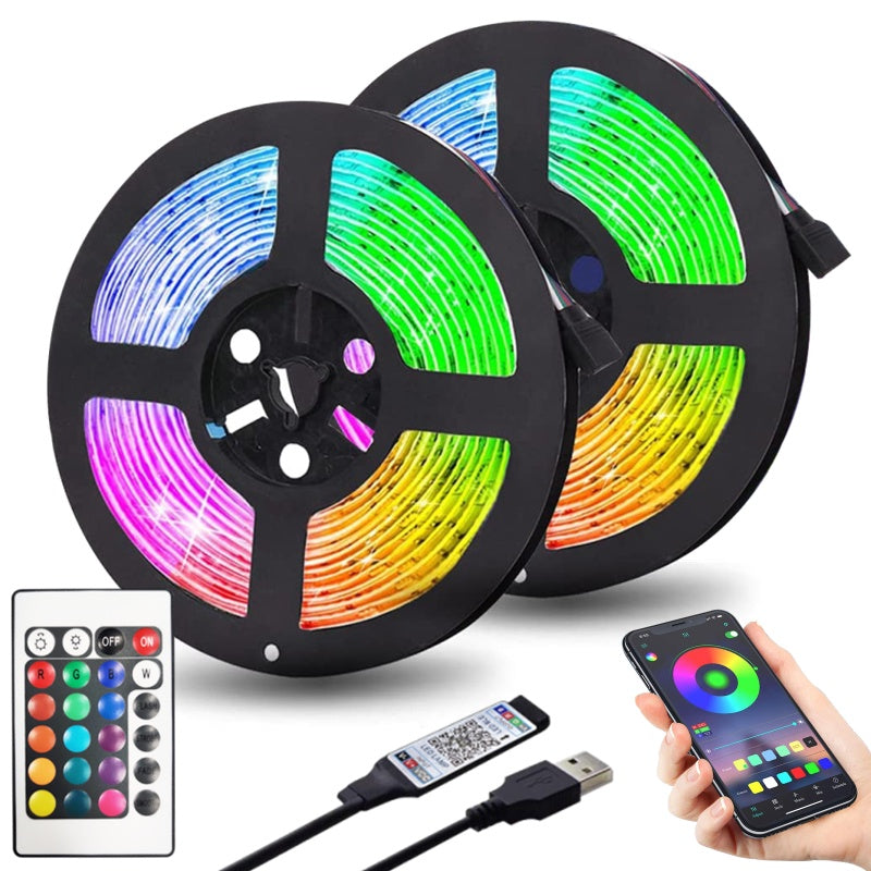 Cinta Led Rgb Luces Bluetooth Usb Tv Hogar Música 5 mts